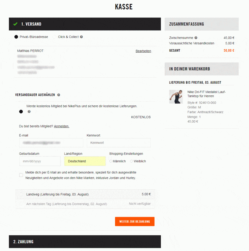 How Nike online-shop is increasing account creation rate?